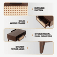 thumbnail image 3 of Jassy Solid Wood Coffee Table 2 Alternate Rattan Drawers, Brownie, 3 of 9