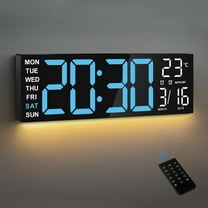 TOYOOSKY 16" Large Digital Wall Clock with 8 RGB Led Display & Remote Control