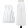 thumbnail image 2 of Women Lace Trim Half Slip Long Underskirt Elastic Waist Ice Silk Petticoat Lightweight Safety Half Skirt for Under Dress White, 2 of 4
