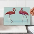 thumbnail image 2 of Animal Cutting Board, 2 Hand Drawn Flamingos in Pink Colors on Seaside Tropical Wildlife Art, Decorative Tempered Glass Cutting and Serving Board, Small Size, Orange Lavender, by Ambesonne, 2 of 5