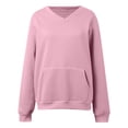 thumbnail image 5 of Jsaierl Women's Lightweight Sweatshirts Basic Solid Color V Neck Sweatshirt Fashion Pullover Soft Long Sleeve Tops Fall Fashion S-2XL, 5 of 6