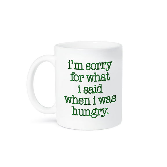 3dRose, Im sorry for what I said when I was hungry, Lime Green, 15oz Mug