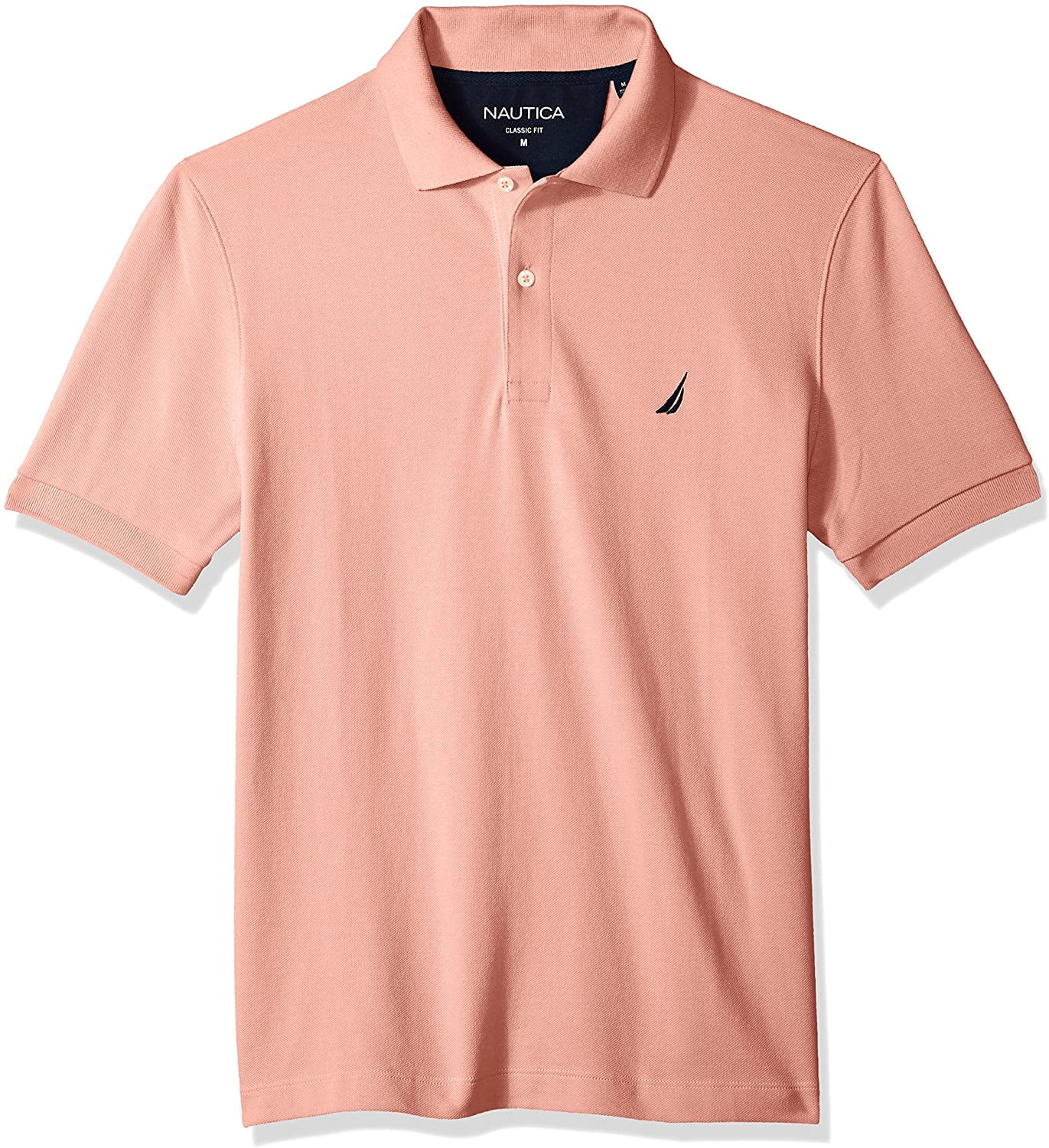 Nautica Men's Classic Short Sleeve Solid Cotton Pique Polo Shirt, Coral Sands, Medium | Walmart 