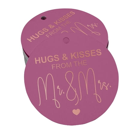 Inkdotpot Hugs & Kisses From The Wedding Bottle Tag Real Rose Gold Foil Favor Hang Tags Pack Of 100