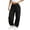 Black, variant on Womens Solid Color Elastic High Waist Convertible Cuff Casual Pants Spring Summer Daily Trousers with Side Pockets Beige S