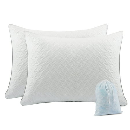 Unique Bargains Shredded Memory Foam Bed Pillow, White, Standard, 2 Pack