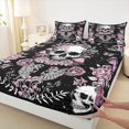 thumbnail image 3 of Homewish Gothic Skull Twin Sheet Sets,Pink Retro Flower Twin Fitted Sheet,Galaxy Starry Night Flat Sheet For Girls Kids,Breathable Home Decor,3 Pieces, 3 of 7