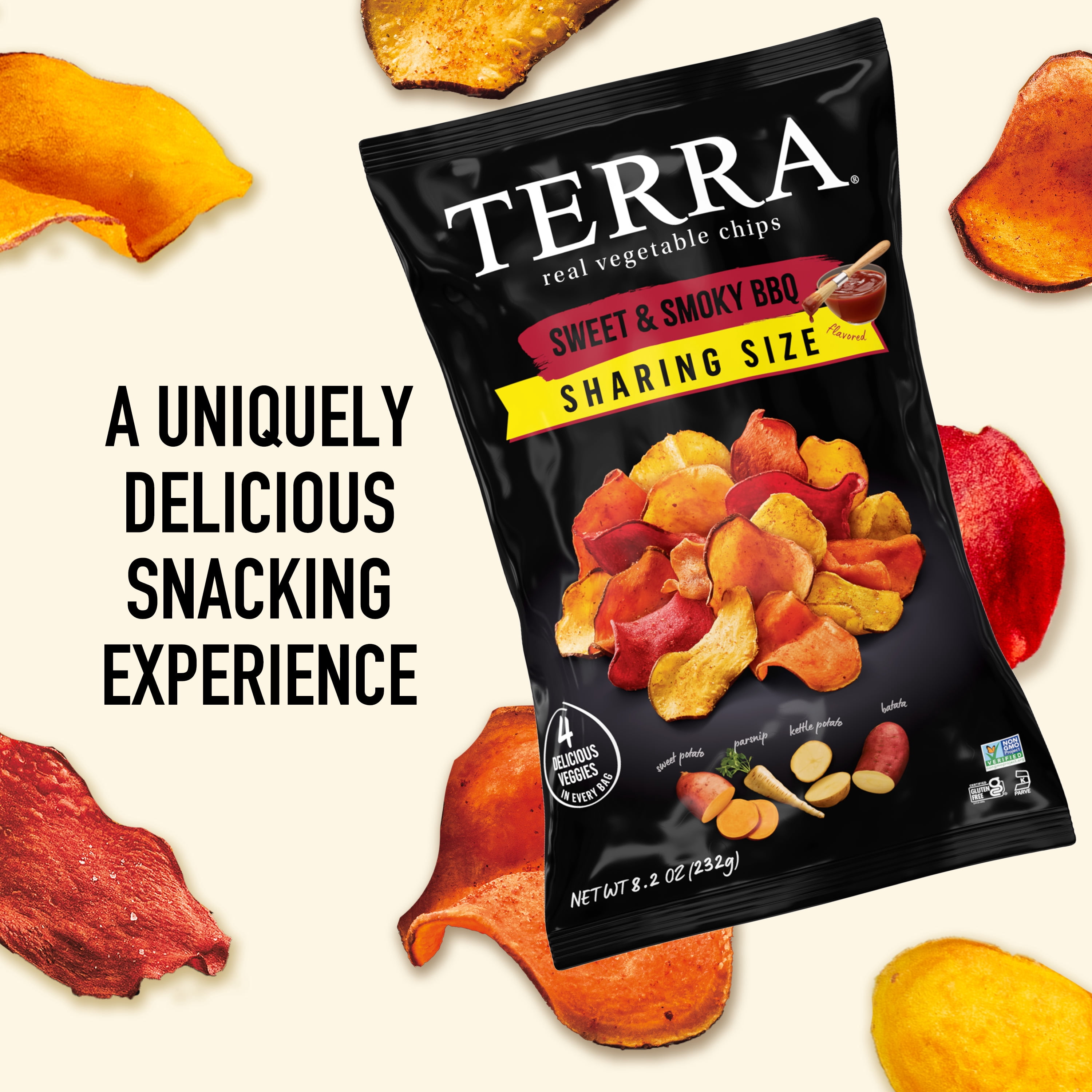 (2 pack) TERRA Sweet & Smoky BBQ Vegetable Snack Chips, Sharing Size, 8.2 oz