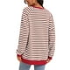 thumbnail image 3 of Sudadera de Rayas para Mujer ATHLECHIC Ajuste Holgado de Manga Larga Cuello Redondo Top S Café Blanco, 3 of 4