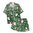 thumbnail image 7 of Lounge Sets for Women – Weekend Brunch Pajamas Two Piece Loungewear with Stylish Fit and Relaxed Look Women's Casual Christmas Print Pajama Set Silk Satin Short Sleeve Button Up Top And Shorts Set, 7 of 7
