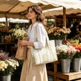 thumbnail image 3 of Fmbmuo Large Capacity Cute Tote Bags, Canvas Tote Bags with Zipper, Vintage Floral Shoulder Bag for Shopping Travel Daily Use, 3 of 4