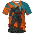 thumbnail image 4 of Men Japanese Samurai Dragon Graphic Crew Neck T-Shirt, Loose Fit Short Sleeve Cool Oriental Print Basic Tee Summer Street Casual Daily Tops(Orange1,XXXXXL), 4 of 5