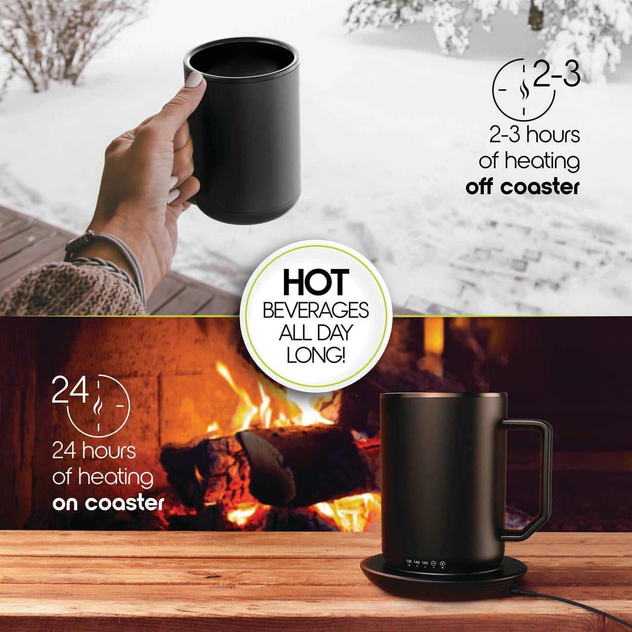 ionMug 12oz. Stainless Steel Self Heating Coffee Mug with