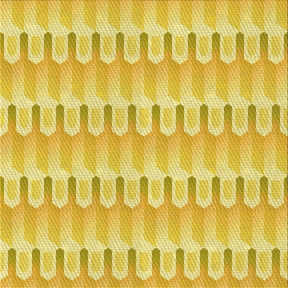 Ahgly Company Indoor Square Patterned Bold Yellow Area Rugs, 6' Square