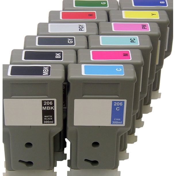 Cartouches D'encre PFI-206 Pour Canon IPF 6400 - Lot De 8 Couleurs