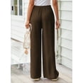 thumbnail image 5 of TEMOFON Pants for Women Wide Leg Linen Pant Casual Palazzo Summer Flowy Pants with Pocket Coffee Drawstring Loose Lounge Pants L, 5 of 10