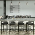thumbnail image 2 of Guyou Modern Bar Stools Set of 6, 30 Inch Tall Barstools with Low Backrest, Industrial PU Island Stools with Metal Legs, Counter Stools for Kitchen Island Bar Bars, Black, 2 of 11