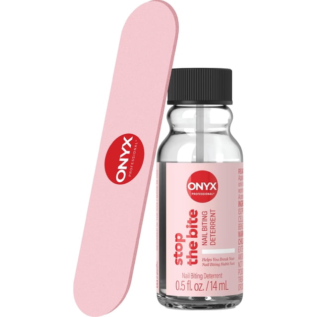 Onyx Professional "Stop The Bite" Nail Biting & Thumb Sucking Deterrent Polish 0.5 fl oz - Helps Nails Grow & Can Be Used As Top or Base Coat