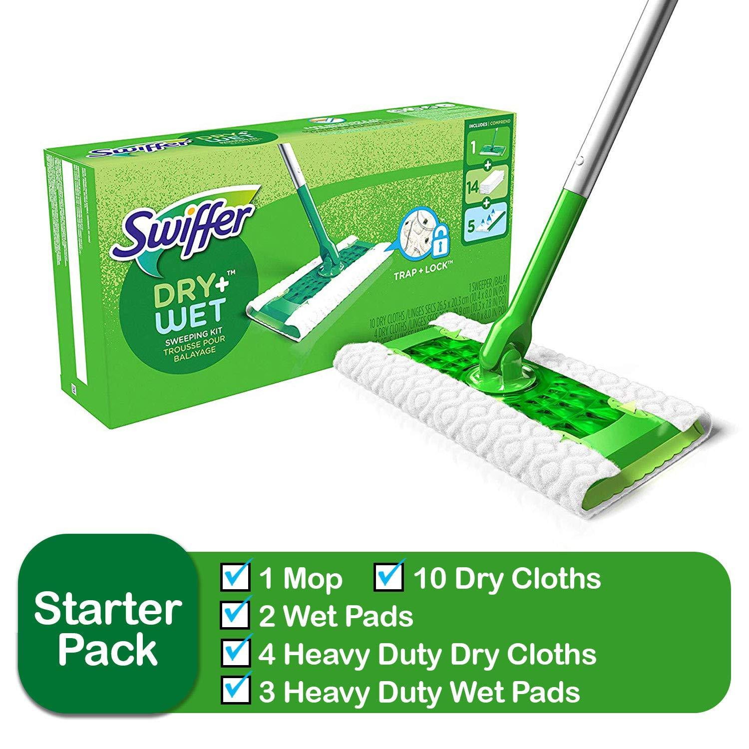 Swiffer Sweeper Dry and Wet Starter Kit for Floor Mopping and Cleaning
