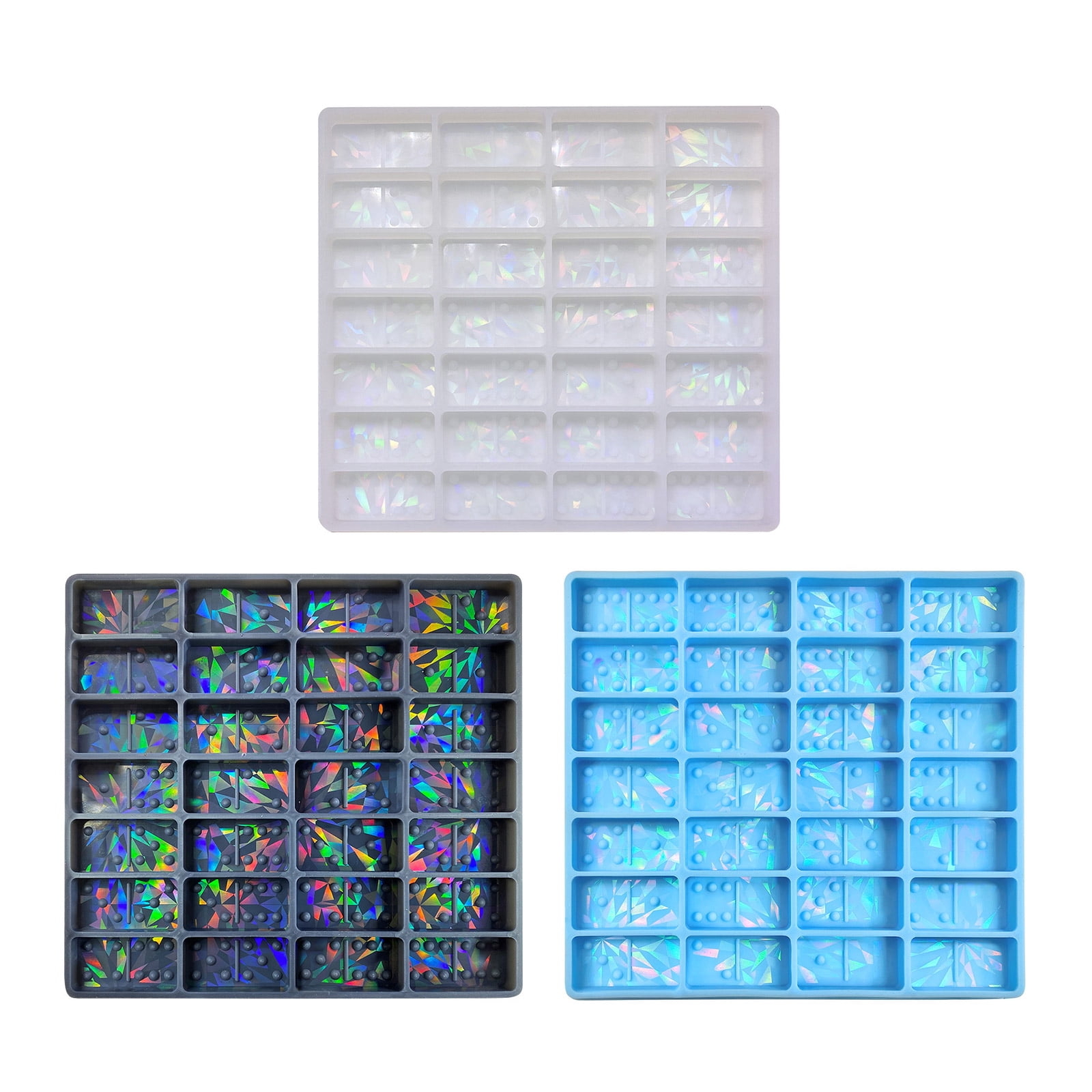 COMEET Resin Pattern,Light and Shadows Epoxy Resin Molds Holographics Dominos Game Silicone Molds for Ornaments Resin Art