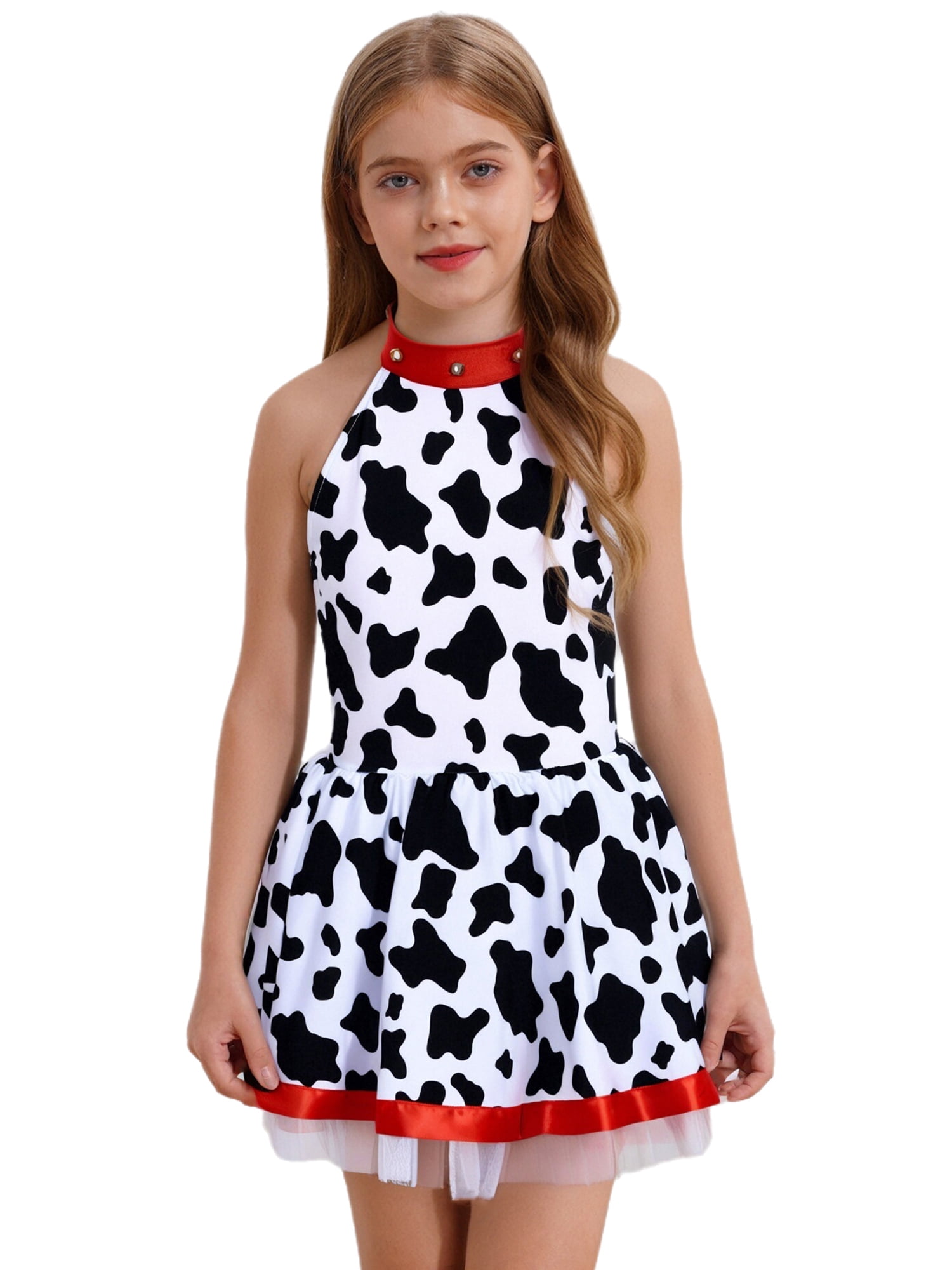 Costume De Dalmatien Pour Bébé Fille - Robe Tutu En Velours Avec Ceinture Et Tour De Cou - Manches Courtes - Pour Halloween, Cosplay, Fête