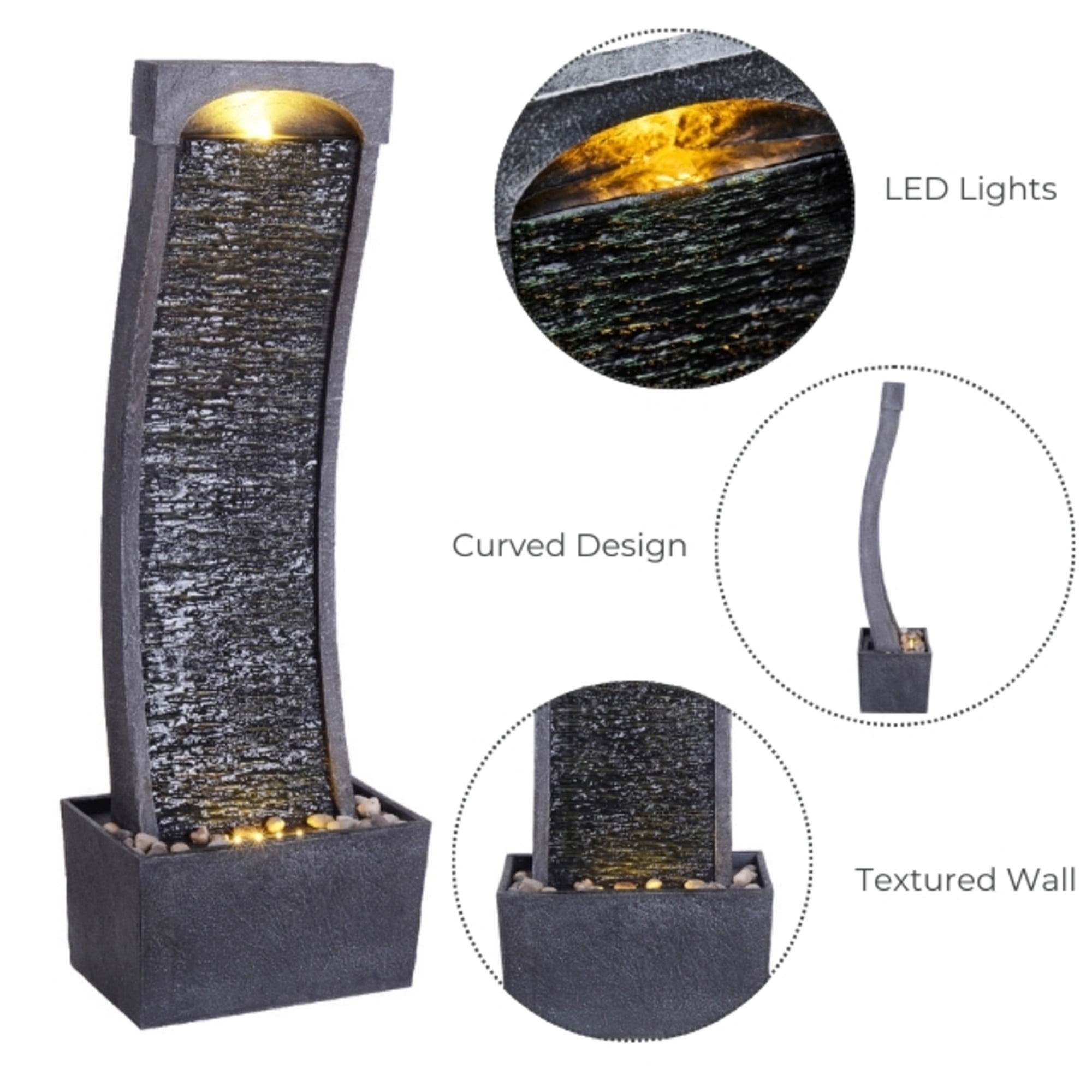 Teamson Home 38.58" Curved Waterfall Fountain with LED