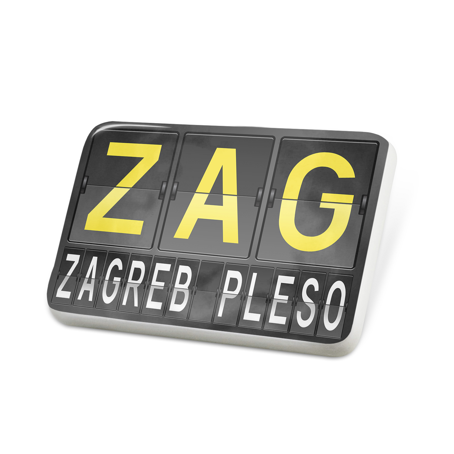 Porcelein Pin ZAG Airport Code for Zagreb Pleso Lapel Badge NEONBLOND