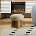 thumbnail image 3 of 16.5" Mushroom Stool - Greige Plush Cushion with Walnut Finish, Multi-Functional Ottoman, 3 of 13