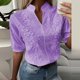 thumbnail image 1 of Chic sólido ahuecado cuello en V blusa de encaje estampados florales bordado decoración Casual mujer camisa Puff manga medio algodón Tops Tan Jianjun  unisex, 1 of 2