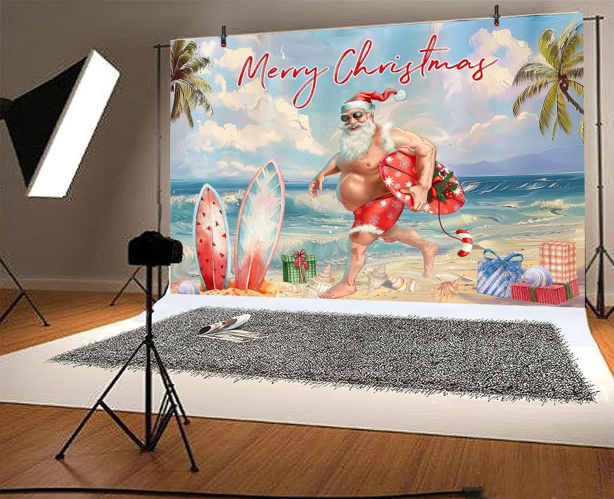 7x16 Ft Christmas Santa Beach Garage Door Banner – Tropical