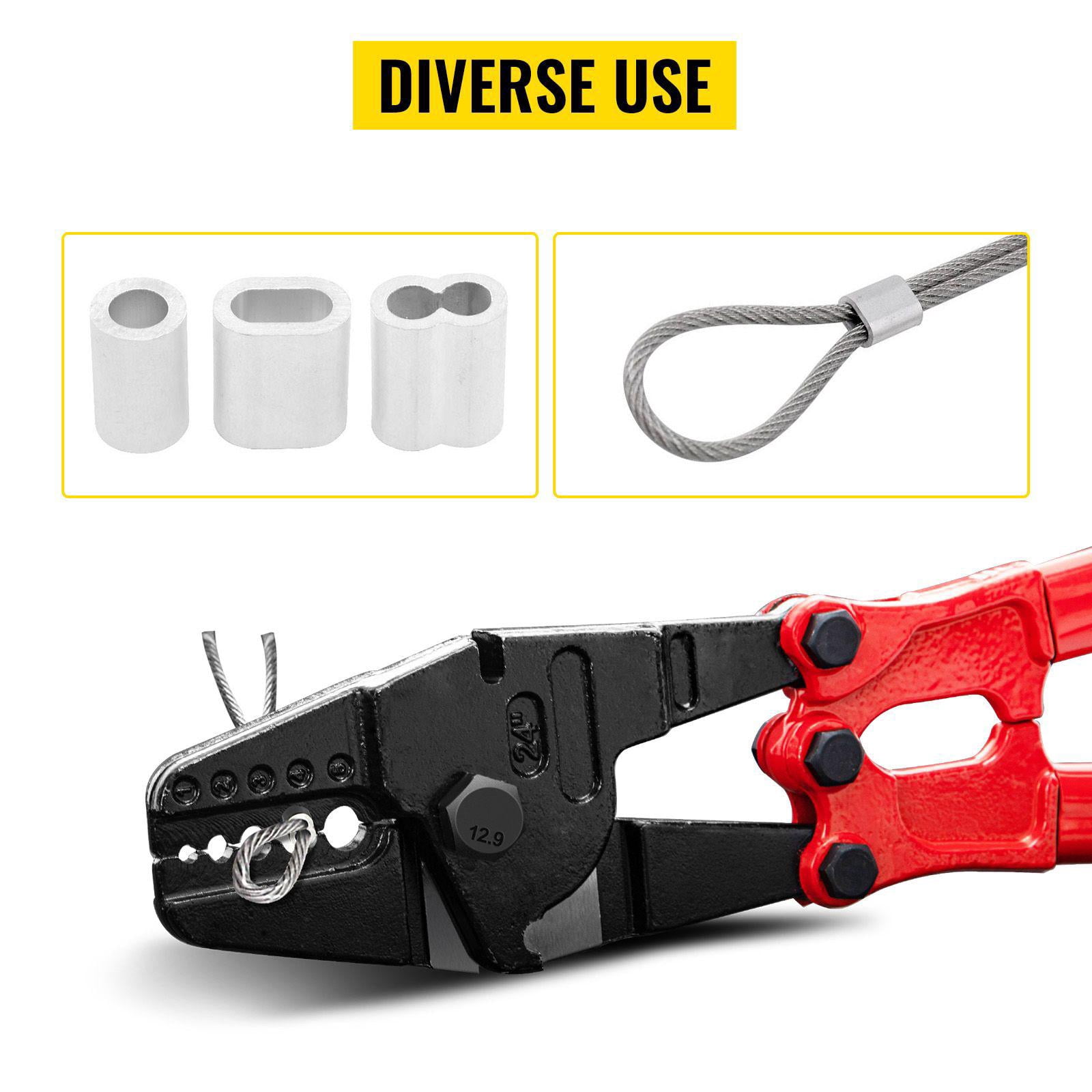 24 Inch Hand Swager Cable Wire Rope Cutter with Aluminum Copper Sleeves for 1/16 3/32 1/8 5/32 3/16 Inch