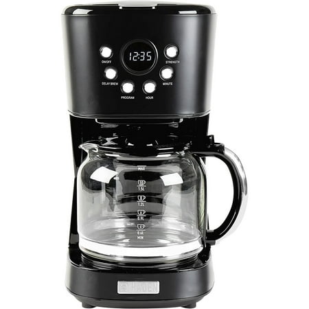 

75098 Heritage Innovative 12 Cup Capacity Programmable Vintage Retro Home Countertop Coffee Maker Machine With Glass Carafe Black/Chrome