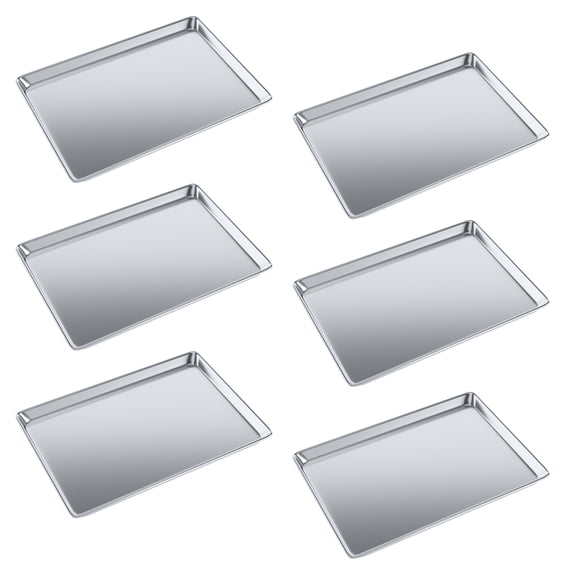 Pack of 6 | 18 in. x 26 in. Full Size Aluminum Bun / Sheet Pan | Ideal for baking, roasting, cooling, prepping, or storing – a must-have in restaurants, bakeries, and busy kitchens.