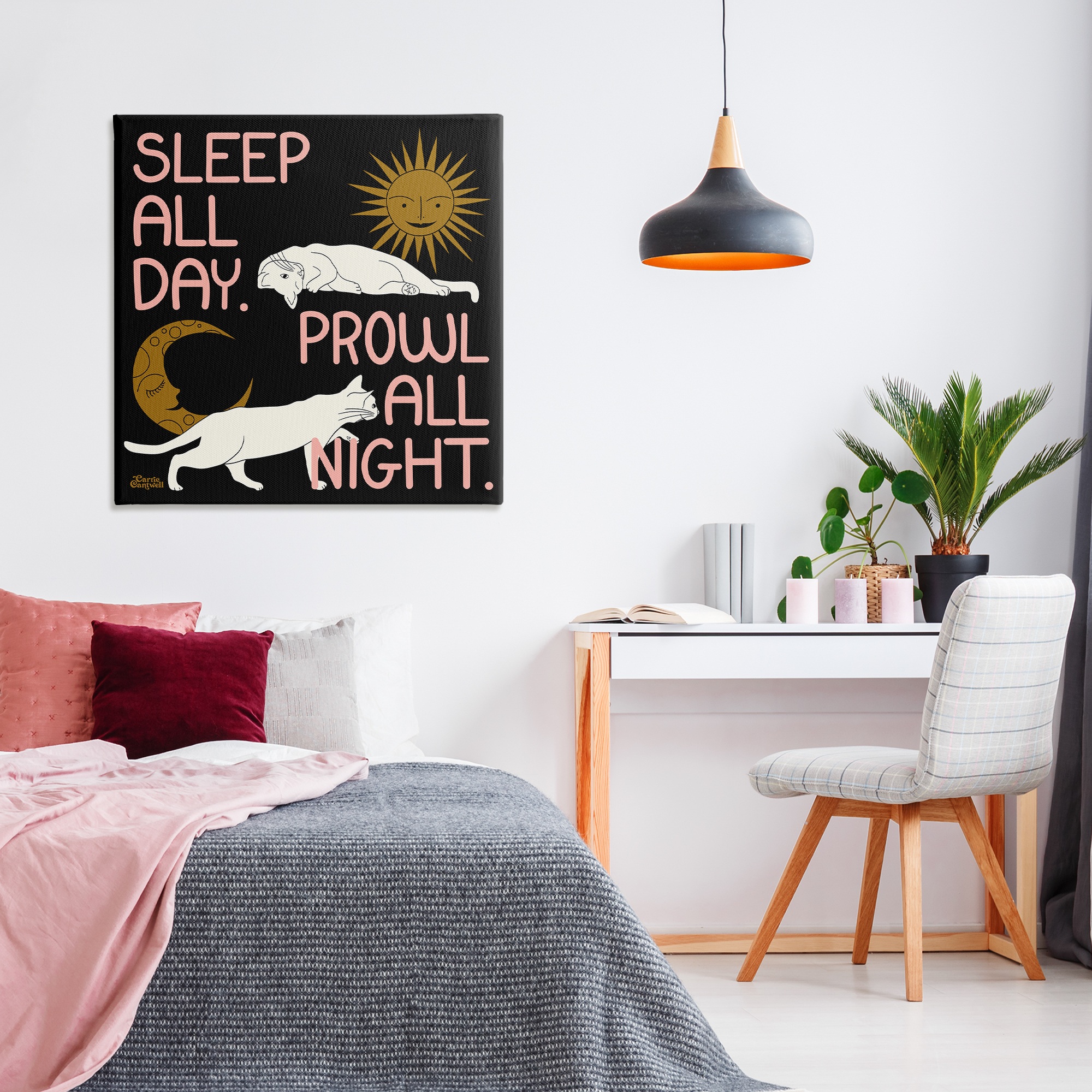 Stupell Industries Sleep & Prowl Cats Animals & Insects Painting Gallery Wrapped Canvas Art Print Wall Art, 36 x 36