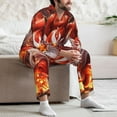 thumbnail image 7 of Daiia Red Leaf Flame Fox for Men's Long-Sleeved Pajama Set – Soft & Comfortable Sleepwear Button-Up Pajamas Cozy Lounge Wear-Large, 7 of 7