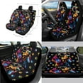 thumbnail image 2 of Yuyamidu Dog Car Seat Cover Split Covers Colorful Dog Paw Steering Wheel Cover Seatbelt Pads Auto Armrest Cover Trash Bin Rearview Mirror Cover Handbrake Cover Set Coasters Auto Decor Set of 14, 2 of 7