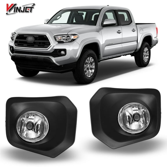 Winjet Halogen Clear Lens Fog Lights Pair Set for 2016-2020 Toyota Tacoma, Wiring Kit and Switch Included