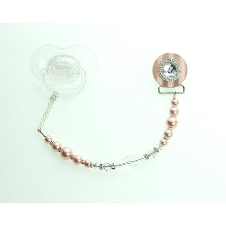 Blingy Swarovski Crystal and Pearl Pacifier Clip