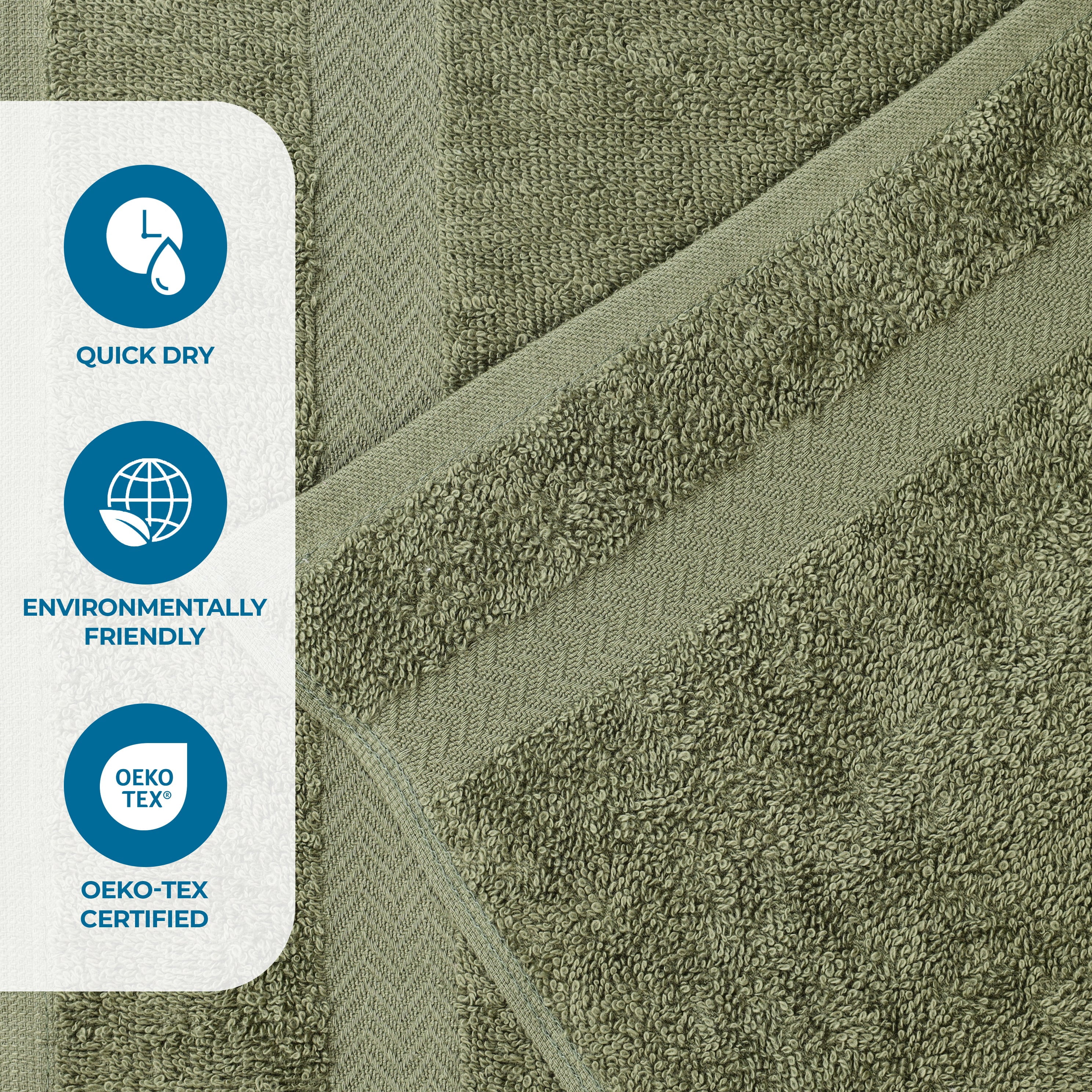 Superior Franklin 2-Piece Cotton Bath Sheet Set, Super Soft Quick Dry Fade Resistant Towels, Forest Green