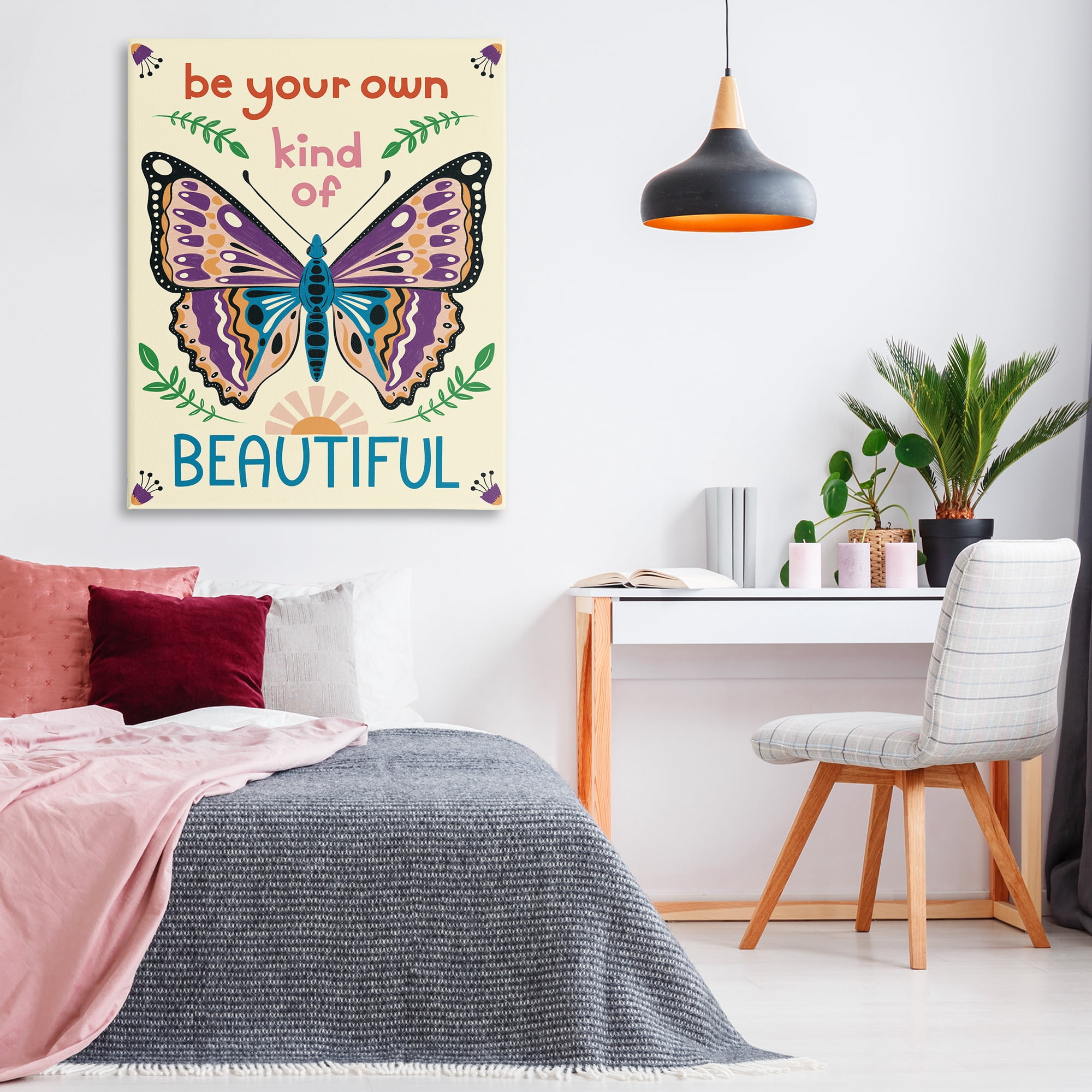 Stupell Industries Your Own Beautiful Butterfly Insects Painting Wrapped Canvas Art Print Wall Art, 36 x 48