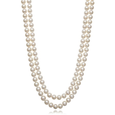 7-8mm Cultured Freshwater Pearl 2-Row Sterling Silver Necklace, 16, 17