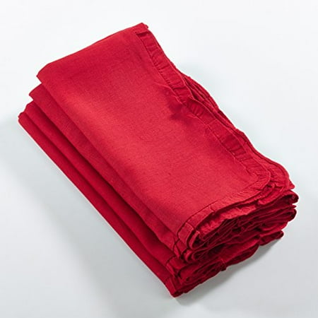 

Fennco Styles Melina Collection Ruffled Design Dinner Napkin - 3 Colors - Set of 4 (Red)