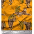 thumbnail image 1 of Soimoi Polyester Crepe Fabric Leaves & Leopard Animal Decor Fabric Printed Yard 42 Inch Wide, 1 of 1