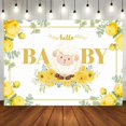 thumbnail image 1 of Little Lamb Yellow Floral Leaf Baby Shower Backdrop, 1 of 7