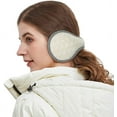 thumbnail image 3 of Unisex Warm Knit Earmuffs Ladies Cashmere Winter Pure Color Outdoor Fur Earwarmer, Adjustable Wrap, 3 of 6