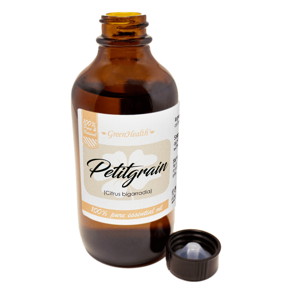 Petitgrain Essential Oil – 4 fl oz | Crisp Herbal Citrus Oil | Amber Glass Bottle with Cap | for DIY Linen Sprays, Potpourri & Diffuser Recipes