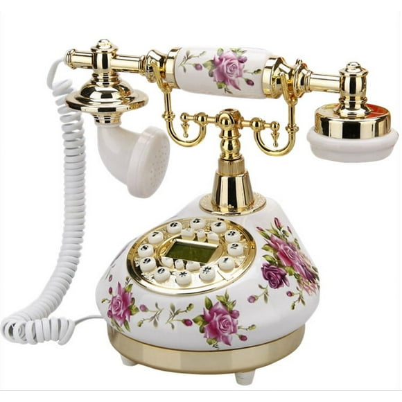 Corded Telephone Retro Landline Phone for Home/Office/Hotel, China Ceramic Antique Telephones Old Fashion Decor Desktop Phone