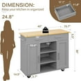 Kitchen Island with Storage Cart Table Rolling Butcher Block on Wheels