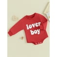 thumbnail image 4 of Baby Boy Valentines Day Outfit 3M 6M 12M 18M Sweatshirt Romper Long Sleeve Bubble Onesie Newborn Winter Clothes Lover Boy, 4 of 10