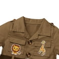 thumbnail image 5 of IBTOM CASTLE Toddler Baby Boys Girls Lion Giraffe Birthday Outfit One Piece Romper Jumpsuit with Belt and Hat Jungle Safari Cake Smash Clothes 2-3 Years Brown, 5 of 8